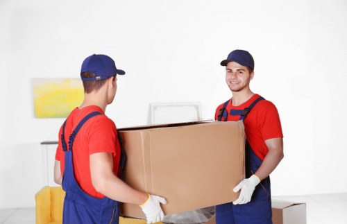 Commercial relocation team preparing an East London office move