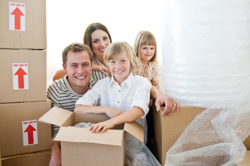 Packed boxes and van for East London removal service