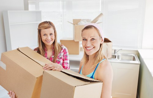 Office furniture and equipment prepared for a commercial move