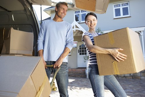 Moving van loading belongings during a house removal in East London